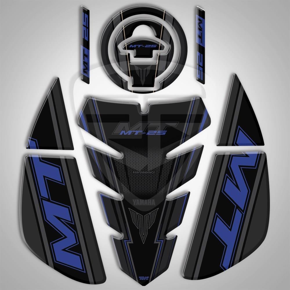 YAMAHA MT-25 2020-2021 3'LÜ SET TANK PAD DEPO PAD YAN PAD MAVİ