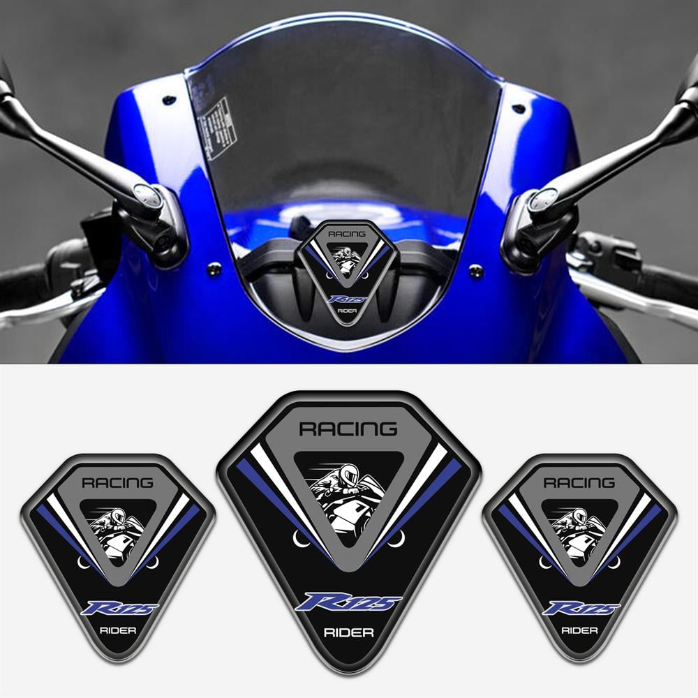 Yamaha R125 Üçlü Siyah Mavi 3D sticker 