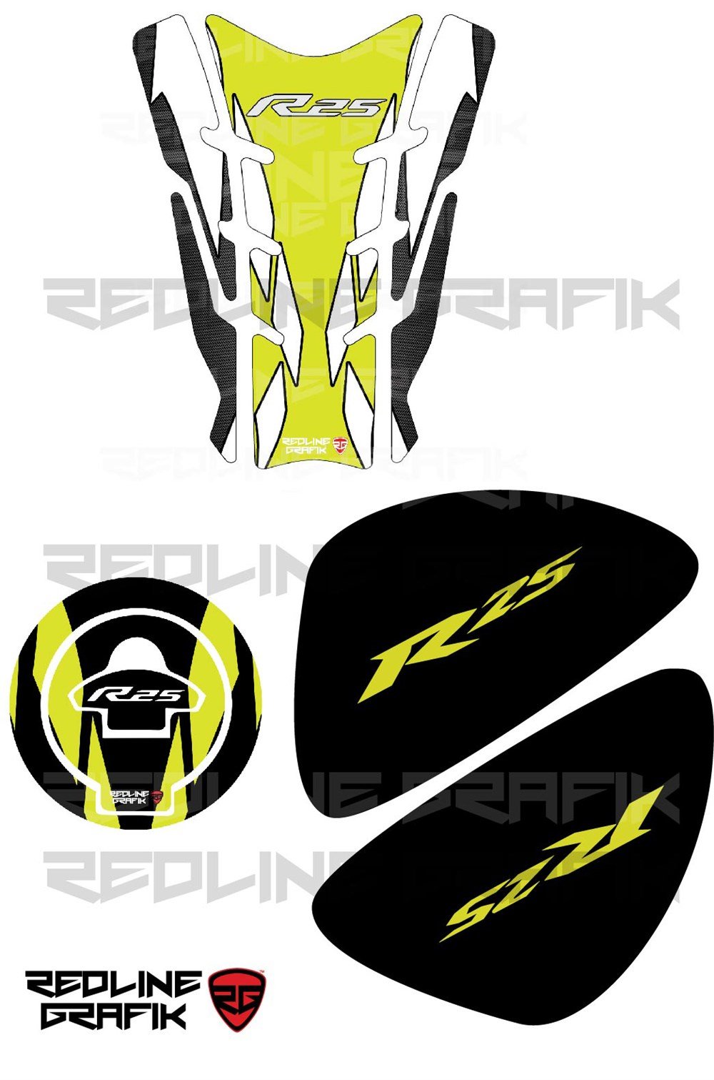 Yamaha R25 Tank Pad Seti Sarı
