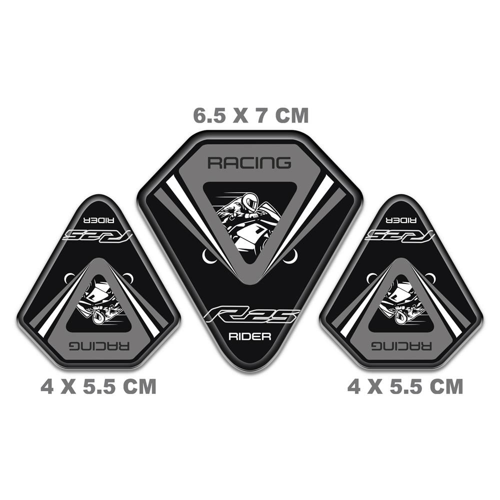 Yamaha R25 Üçlü Siyah Gri 3D sticker 