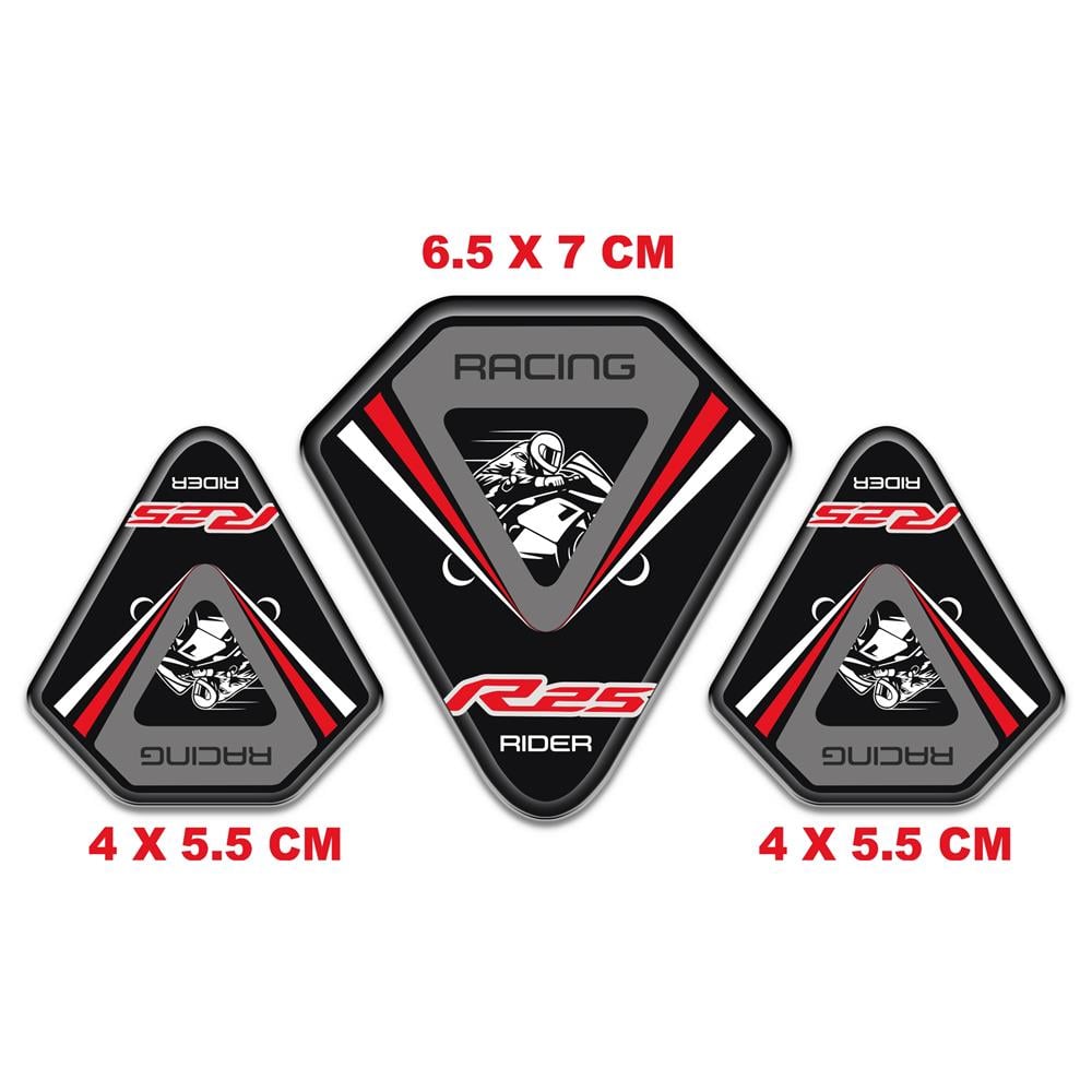 Yamaha R25 Üçlü Siyah Kırmızı 3D sticker 