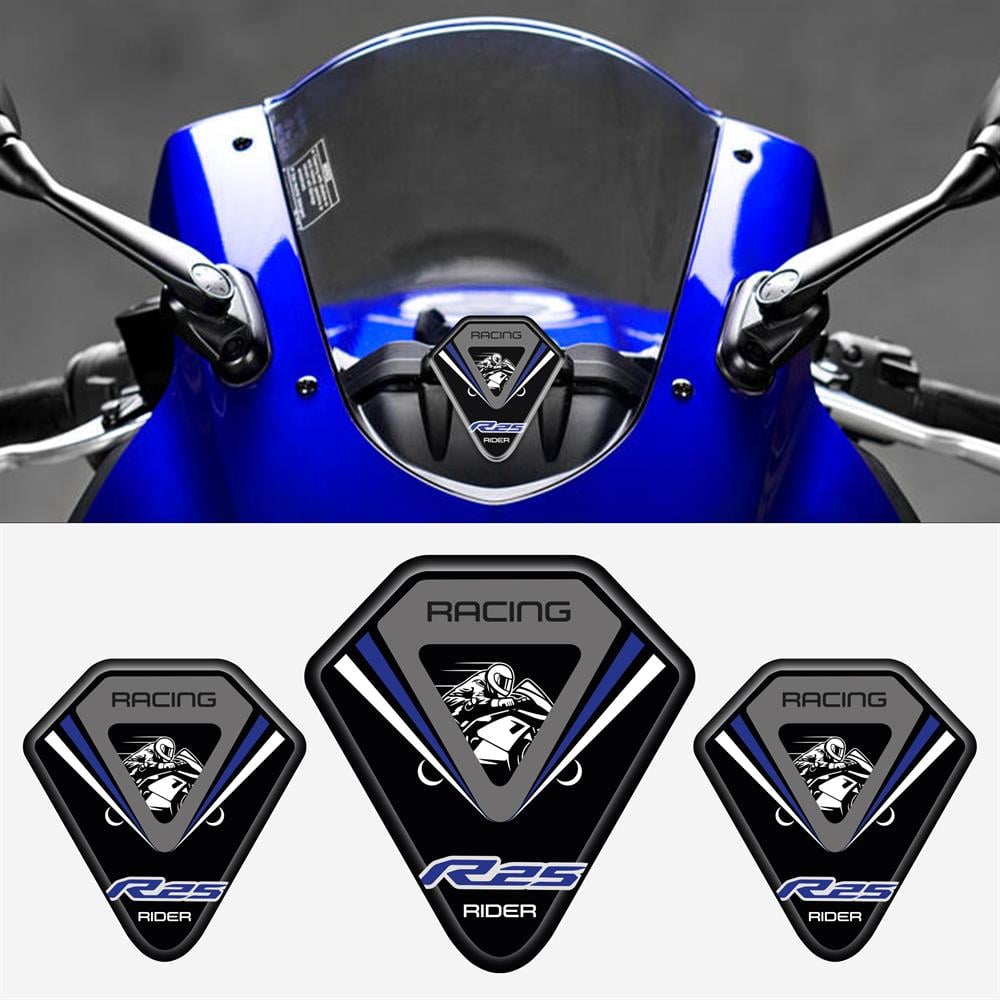 Yamaha R25 Üçlü Siyah Mavi 3D sticker 