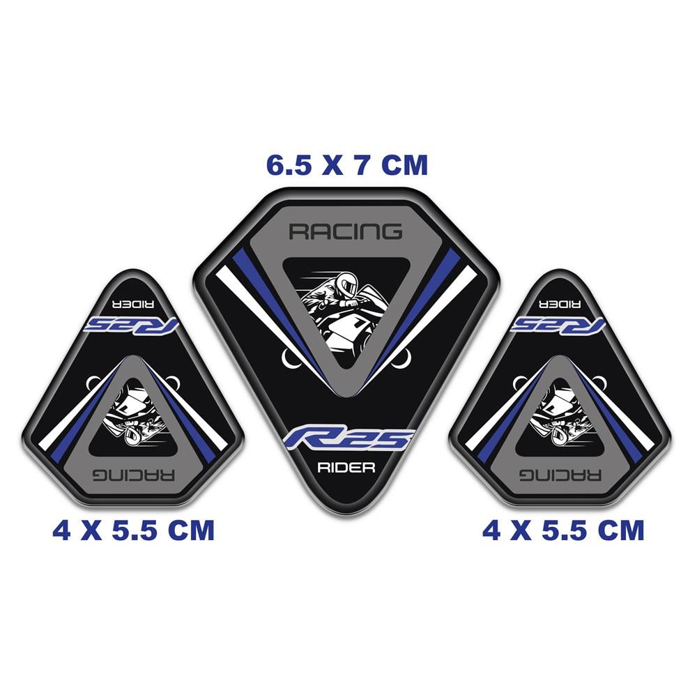 Yamaha R25 Üçlü Siyah Mavi 3D sticker 