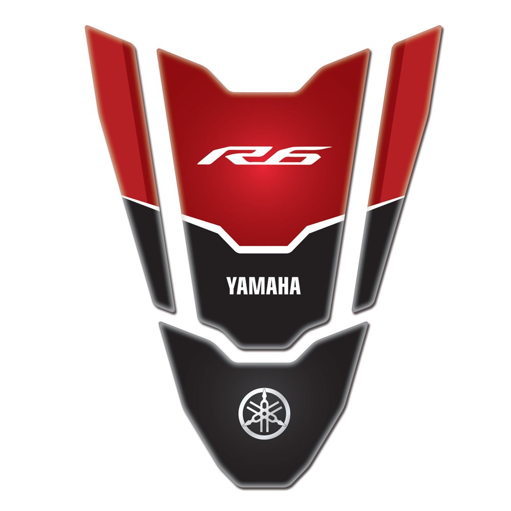 Yamaha R6 Red Black Tank Pad Redline Grafik