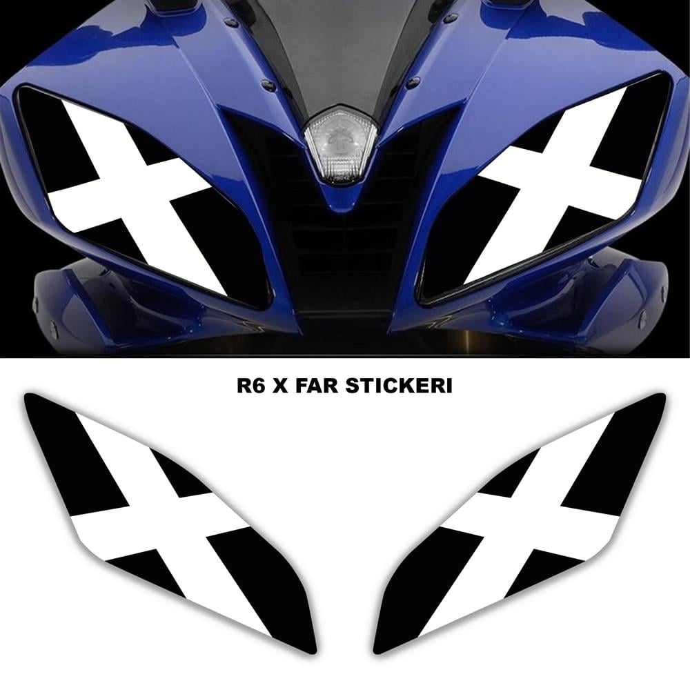 Yamaha R6 Siyah Beyaz X Far Sticker Far Gözü Far Filesi R 6