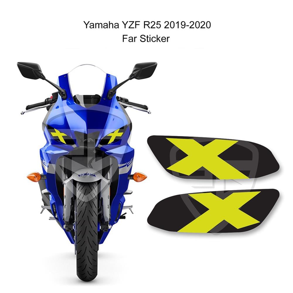 Yamaha YZF R25 2019-2020 X Siyah Neon Sarı Far Sticker Far Gözü Far Filesi