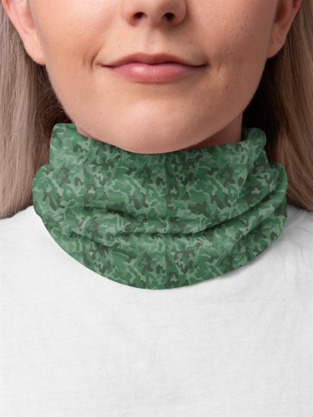 Yeşil Kamuflaj Bandana Saç Bandı Toka Boyunluk