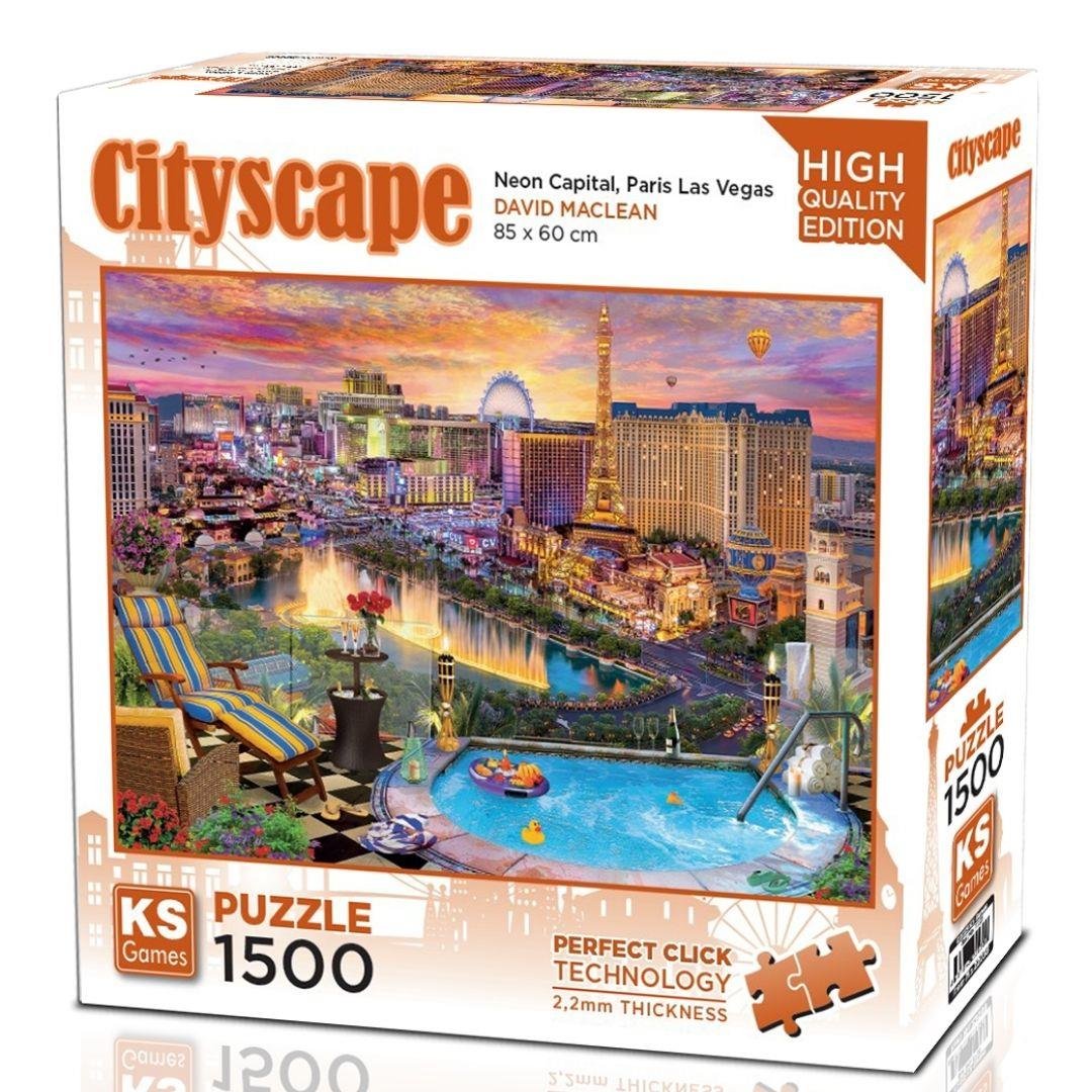 1500 Parça Puzzle, KS GAMES, Neon Capital, Paris Las Vegas Puzzle 1500 Parça 22038