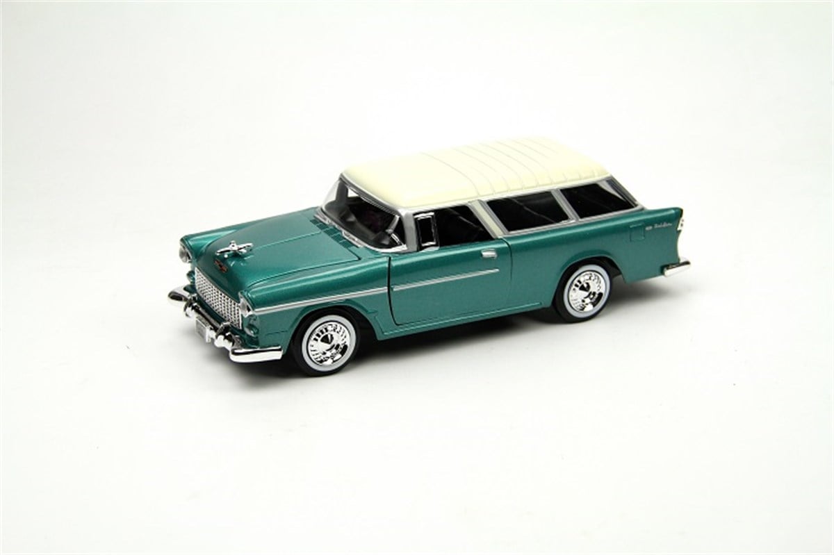 1955 Chevy Bel Air Nomad 1:24 Koleksiyon Model Araba Yeşil Motor Max 