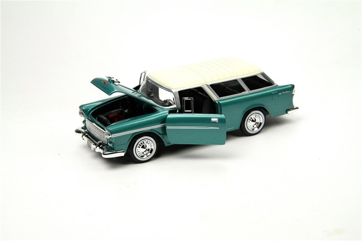 1955 Chevy Bel Air Nomad 1:24 Koleksiyon Model Araba Yeşil Motor Max 