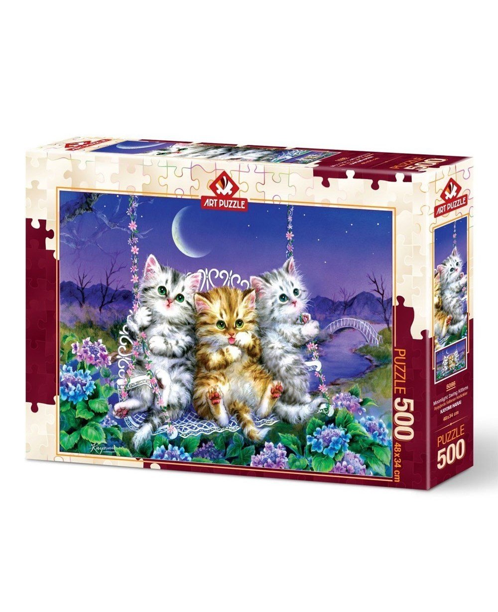 500 Parça Puzzle, ART PUZZLE, Art Puzzle 500 Parça Ayışığında Sallanan Kedicikler 5086