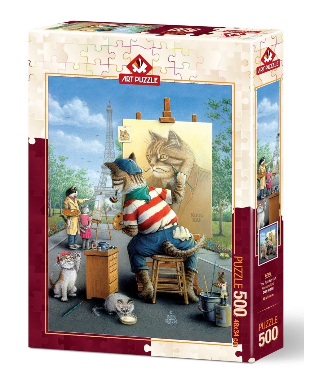 500 Parça Puzzle, ART PUZZLE, Art Puzzle Ressam Kedi 500 Parça Puzzle 5087