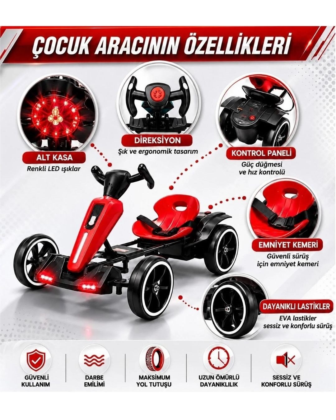 Akülü Arabalar, UJ TOYS, Uj Toys Go Kart Uzaktan Kumandalı 12 V Akülü Araba