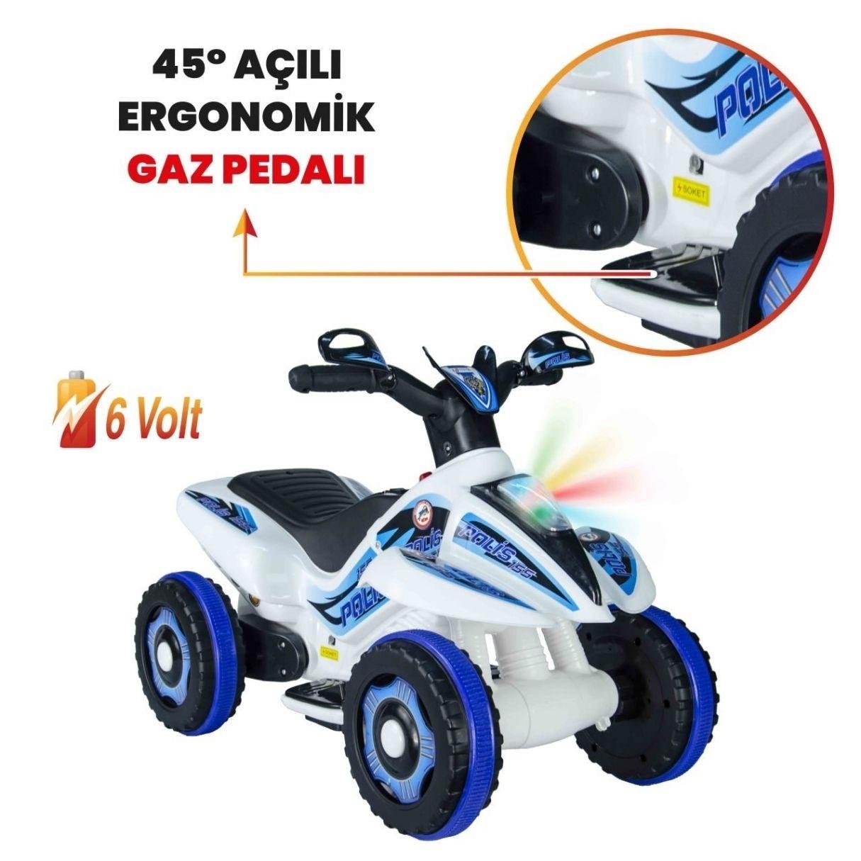 Akülü Arabalar, UJ TOYS, Uj Toys Safari ATV Beyaz Polis