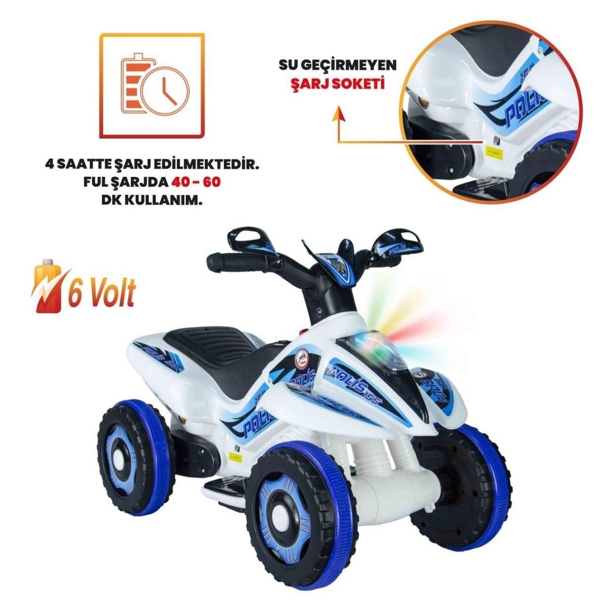 Akülü Arabalar, UJ TOYS, Uj Toys Safari ATV Beyaz Polis