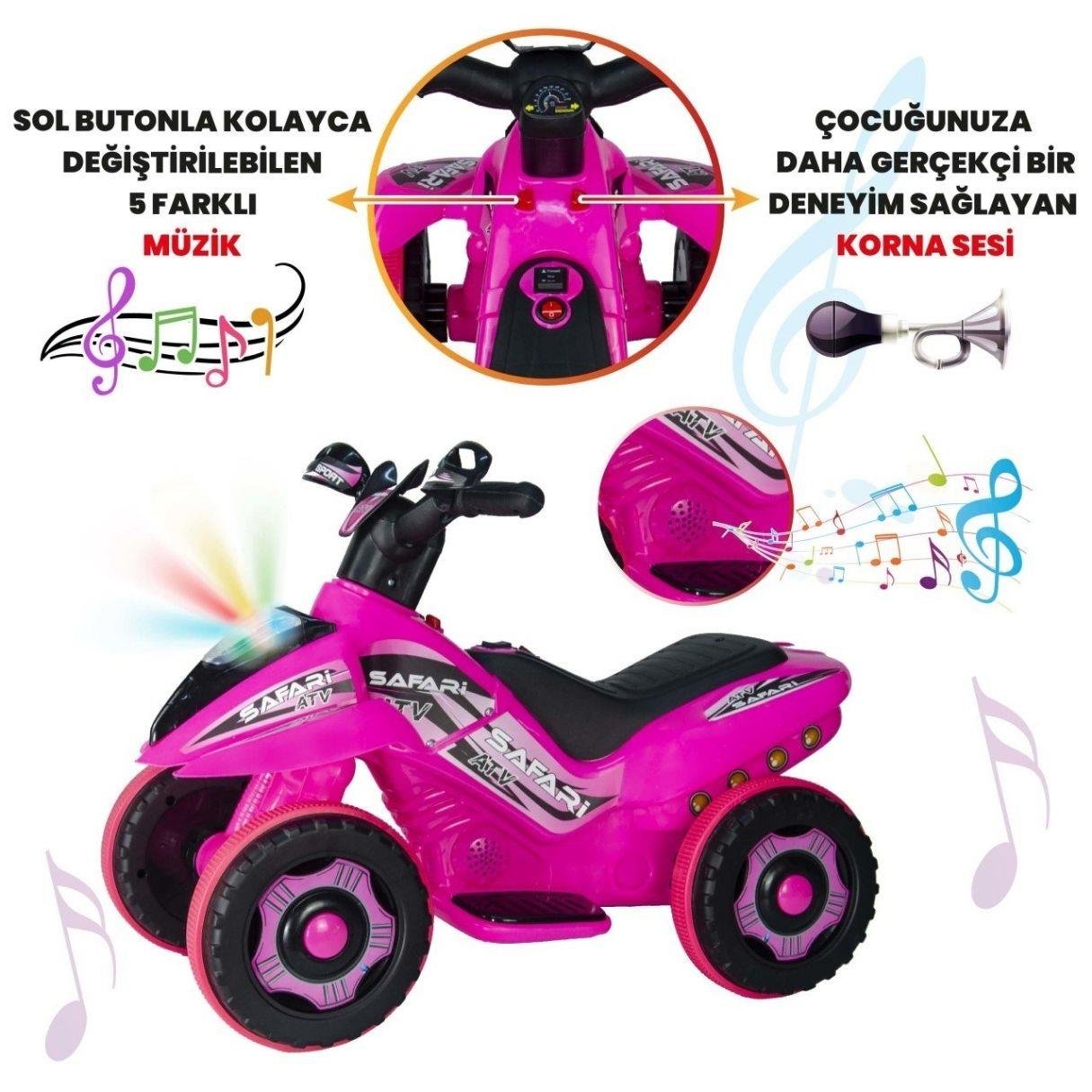 Akülü Arabalar, UJ TOYS, Uj Toys Safari ATV Pembe