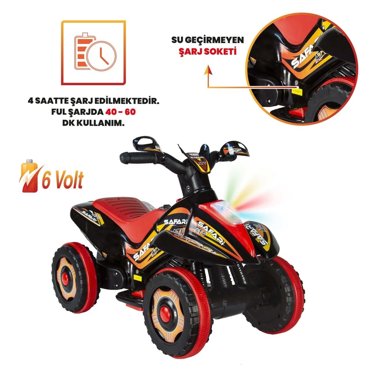 Akülü Arabalar, UJ TOYS, Uj Toys Safari ATV Siyah