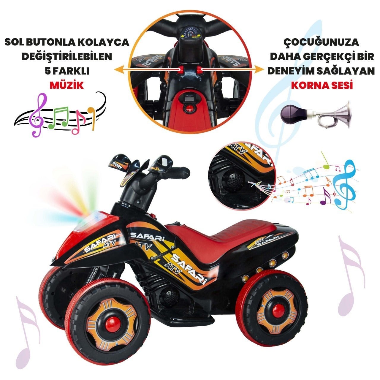 Akülü Arabalar, UJ TOYS, Uj Toys Safari ATV Siyah