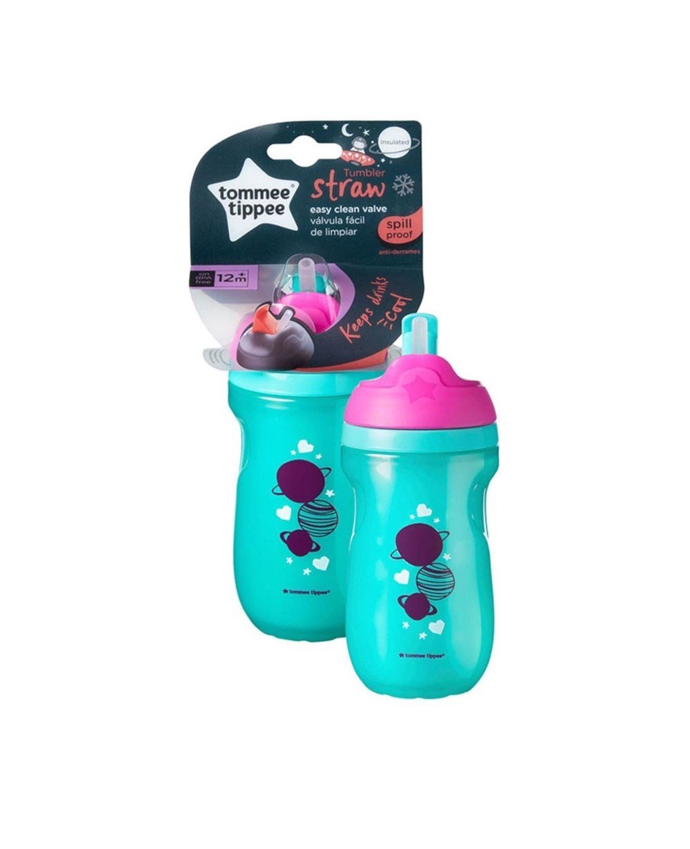 Bardaklar, Tommee Tippee, Tommee Tippee 260ml Pipetli Yalıtkanlı Bardak 70256 Yeşil Alıştırma Bardağı