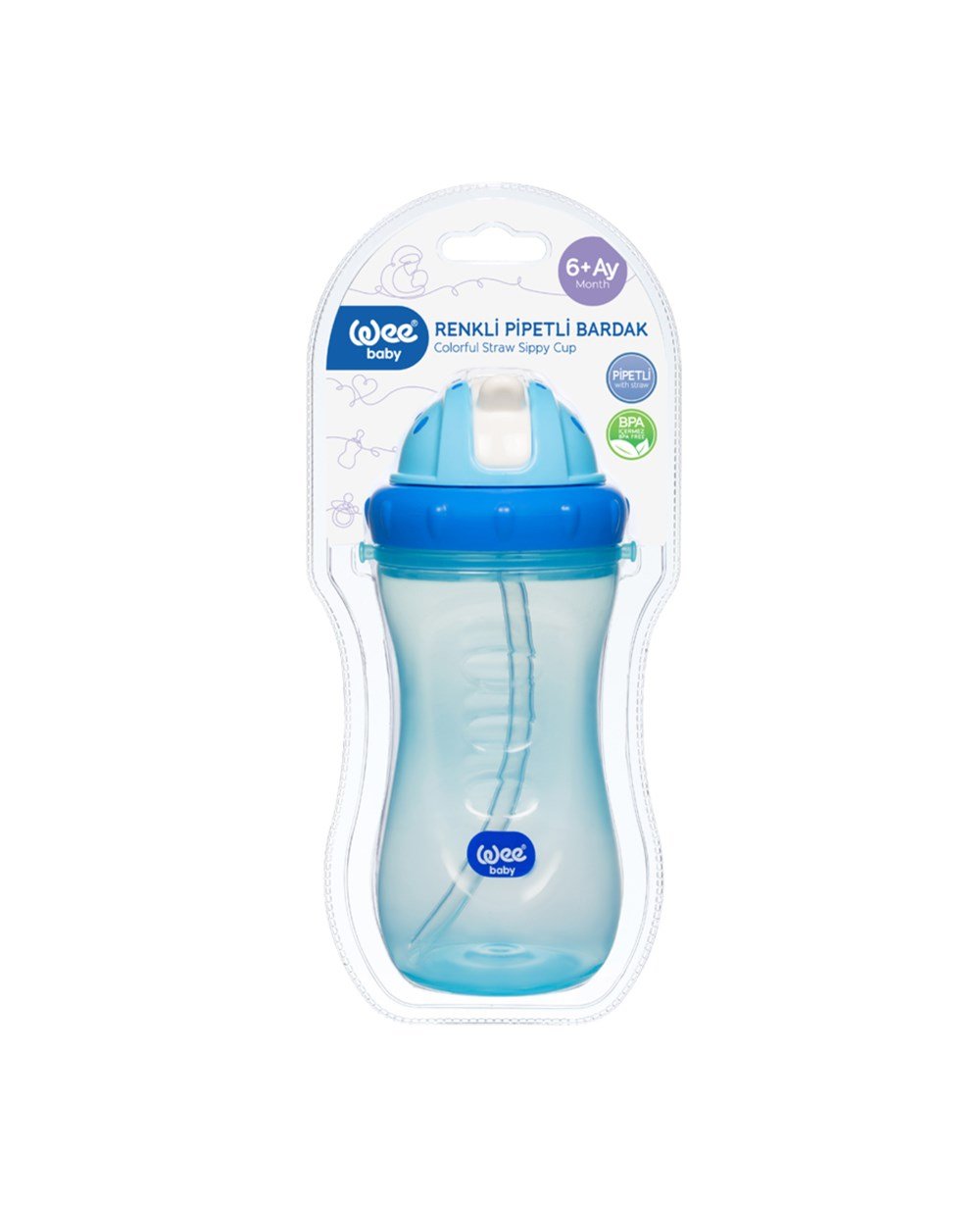 Bardaklar, WEE BABY, Wee Baby Renkli Pipetli Bardak 340 ml 761 Mavi