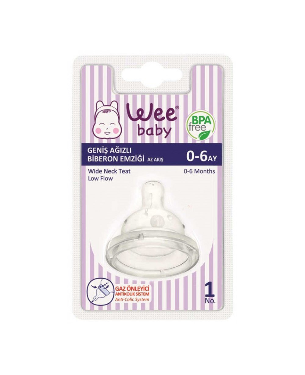 Biberon, WEE BABY, Wee Baby Geniş Ağızlı Biberon Emziği Az Akış No:1 0-6Ay 828