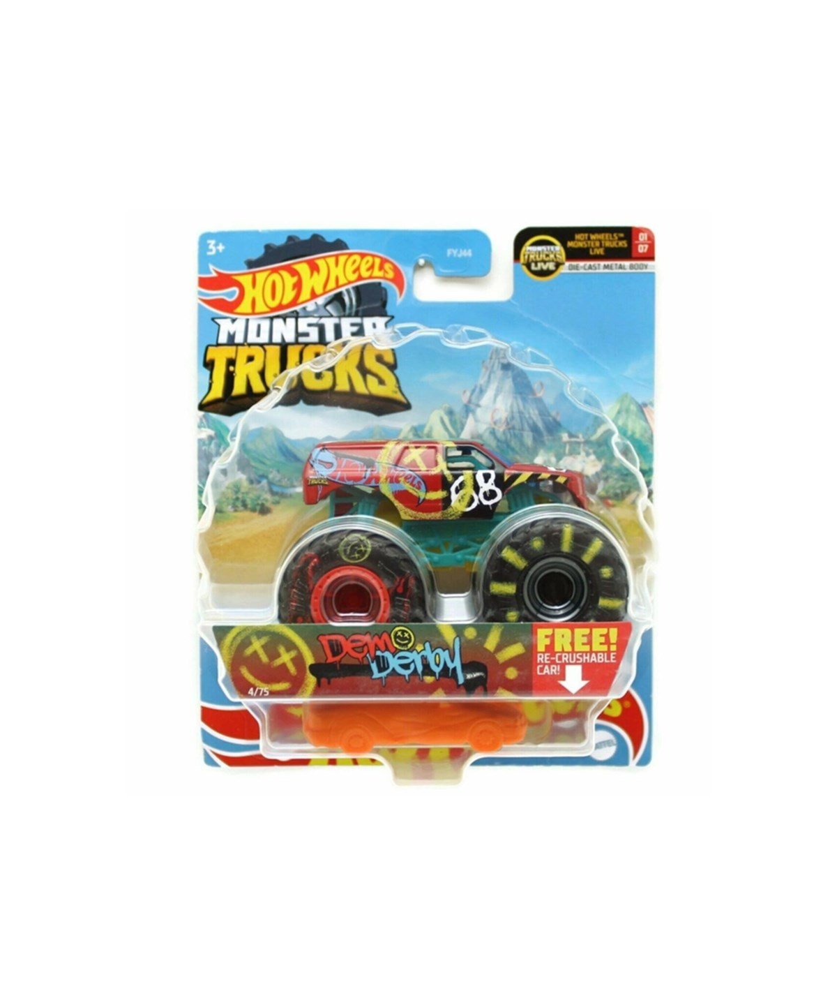 Breadcrumbut, Hot Wheels, 1:64 Hot Wheels Monster Trucks Araba FYJ44 HHG70 Demo Derby