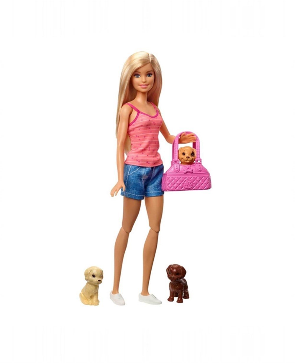 Breadcrumbut, Barbie, Barbie Bebek ve Aksesuarları 3 Yavru Köpekli Oyun Seti GDJ37