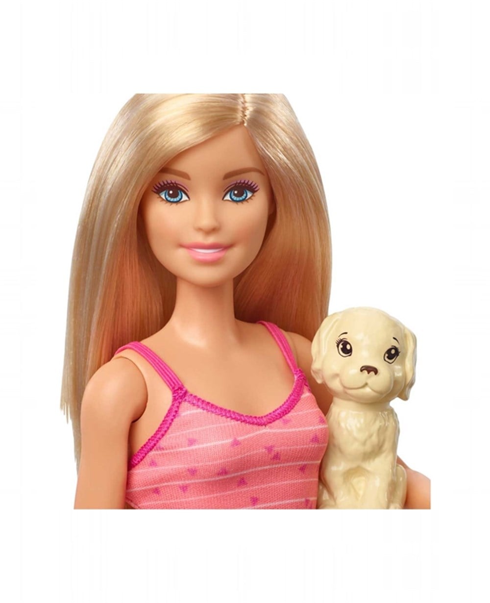 Breadcrumbut, Barbie, Barbie Bebek ve Aksesuarları 3 Yavru Köpekli Oyun Seti GDJ37