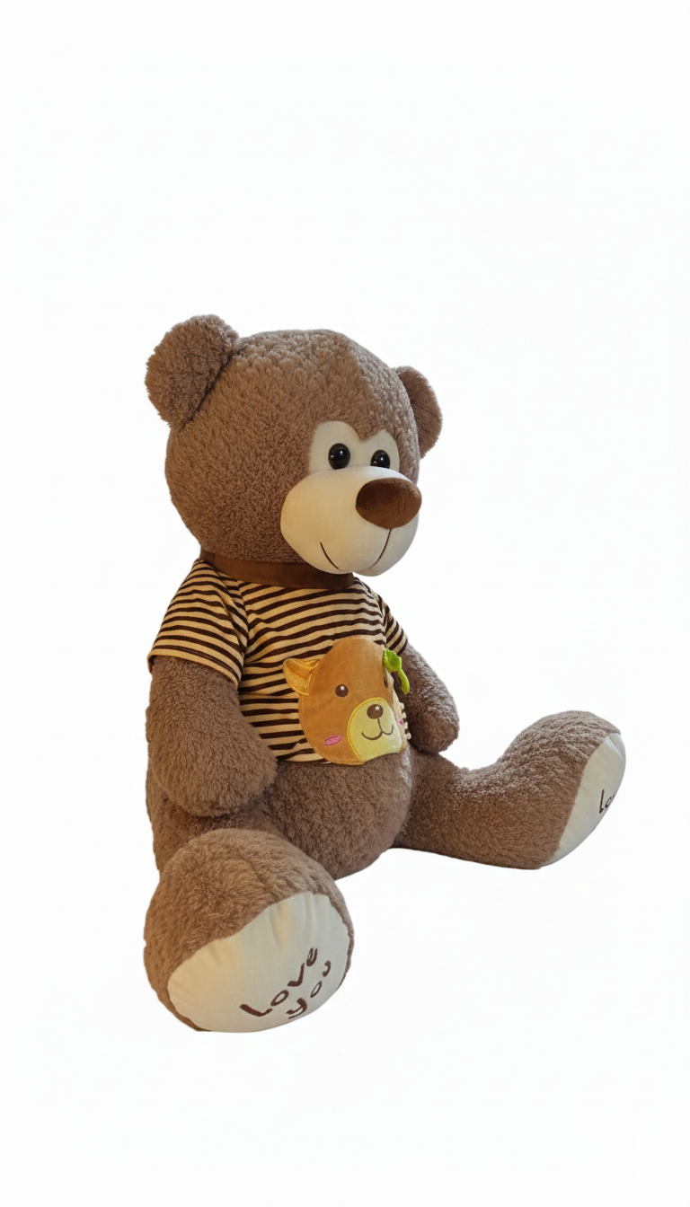 Breadcrumbut, Sunman, Çizgili Tişörtlü Peluş Ayı 60 cm Kahverengi
