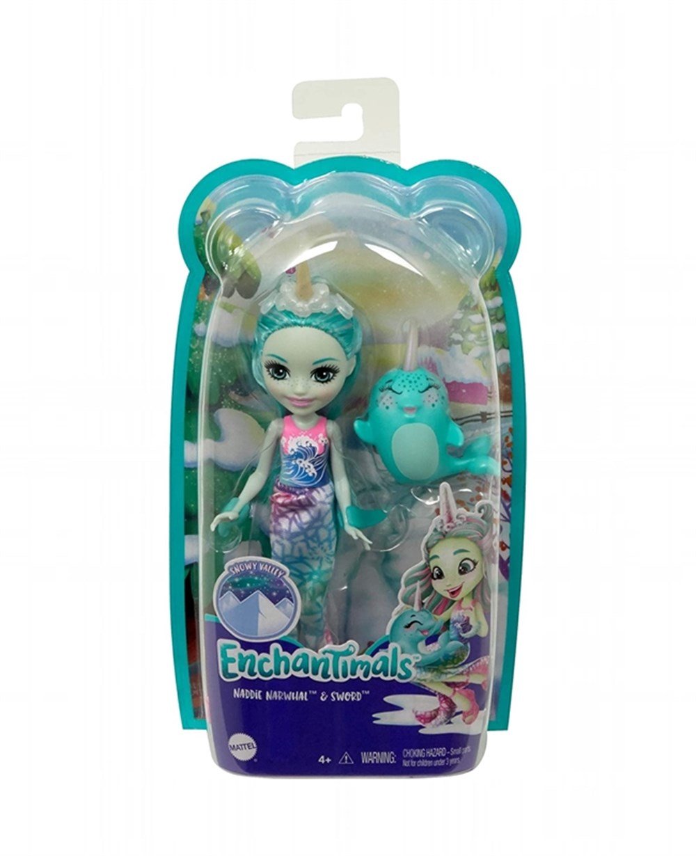 Breadcrumbut, Enchantimals, Enchantimals Karakter Bebekler DVH87 GJX41 Naddie Narwhal ve Sword