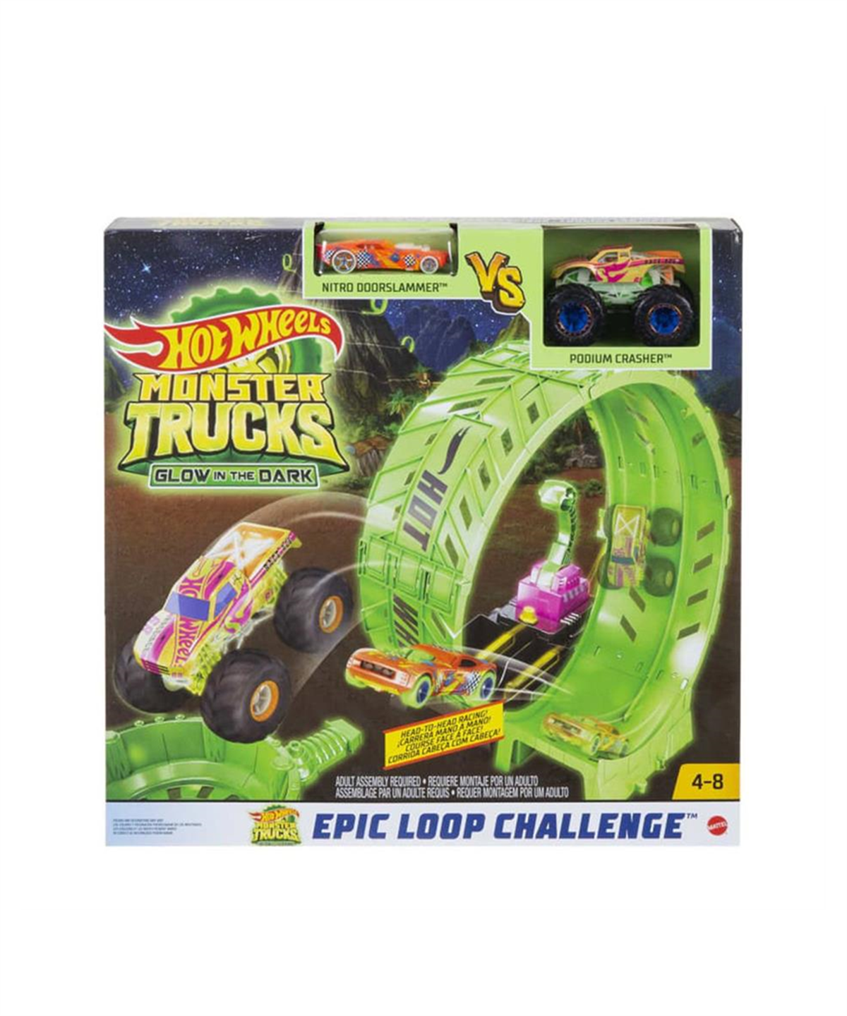 Breadcrumbut, Hot Wheels, Hot Wheels Monster Trucks Karanlıkta Parlayan Çemberde Yarış Seti HBN02