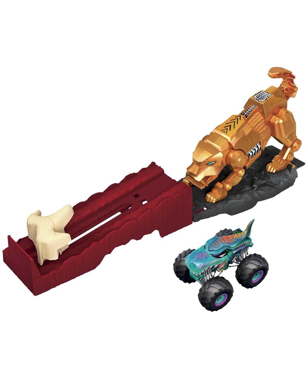 Breadcrumbut, Hot Wheels, Hot Wheels Monster Trucks Aksiyona Başlangıç Oyun Seti GYL09 GYL10 Sabretooth Showdown