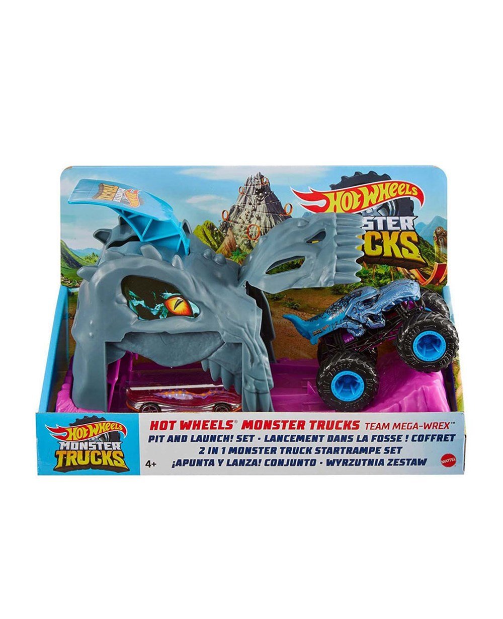 Breadcrumbut, Hot Wheels, Hot Wheels Monster Trucks Fırlatıcılı Oyun Seti GKY01 GVK00 Team Mega Wrex
