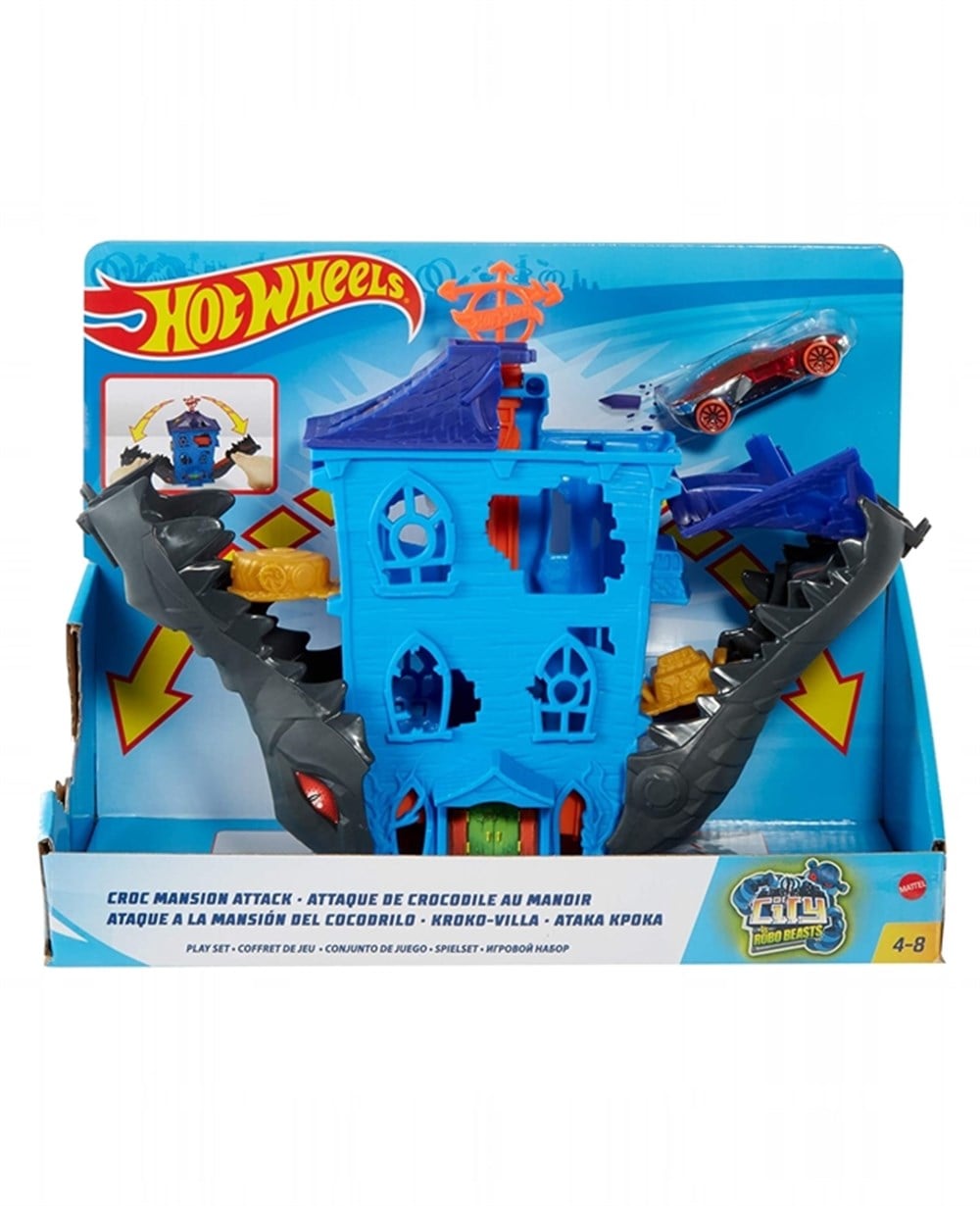 Breadcrumbut, Hot Wheels, Hot Wheels Şehirde Yaratık Macerası Oyun Seti Serisi Fnb05 GJK91 Timsah Yuvası Saldırısı