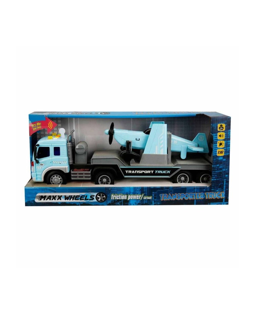 Breadcrumbut, Sunman, Maxx Wheels 1:16 Sesli ve Işıklı Transporter Tır 40 cm 23150 Turkuaz Uçak