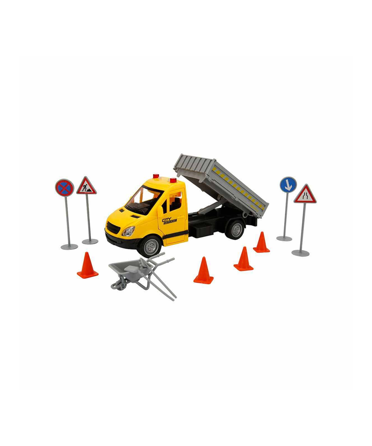 Breadcrumbut, Sunman, Maxx Wheels Sesli ve Işıklı Yol Yardım Kamyonu ve Trafik İşaretleri 31537 Sarı
