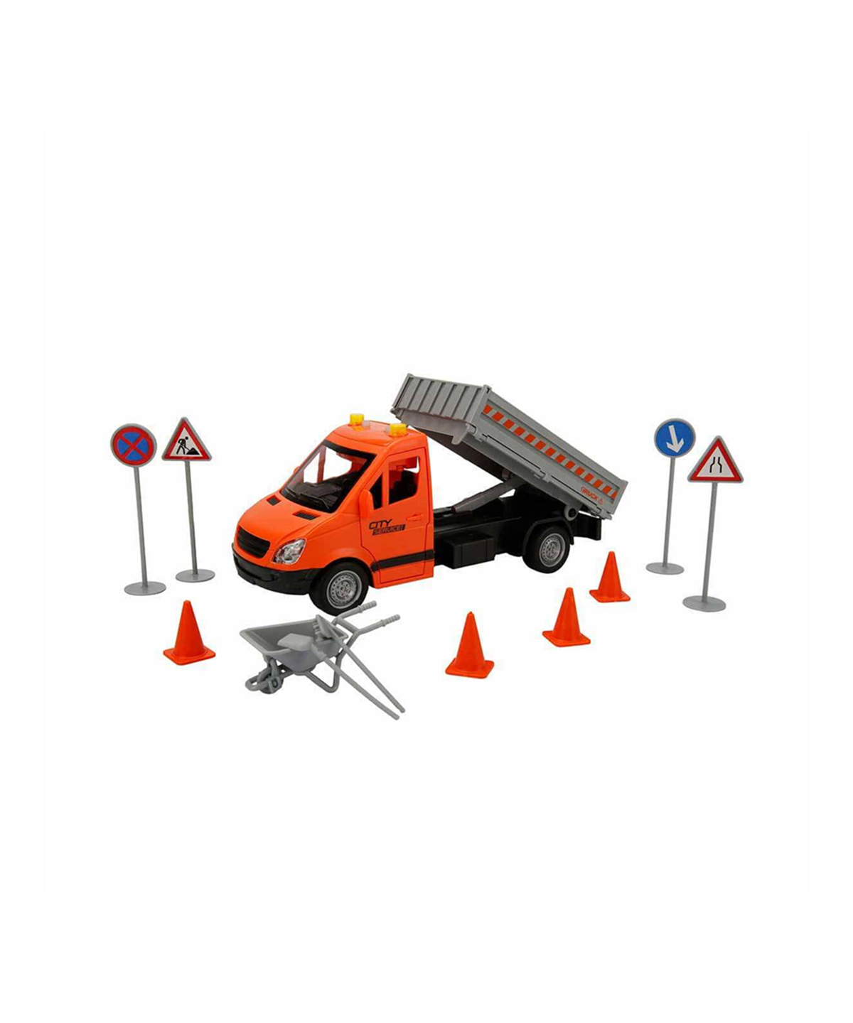 Breadcrumbut, Sunman, Maxx Wheels Sesli ve Işıklı Yol Yardım Kamyonu ve Trafik İşaretleri 31537 Turuncu