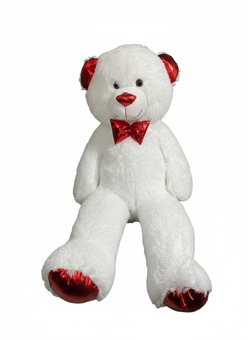 Breadcrumbut, Sunman, Parlak Papyonlu Peluş Ayı 100 cm 27105 Beyaz