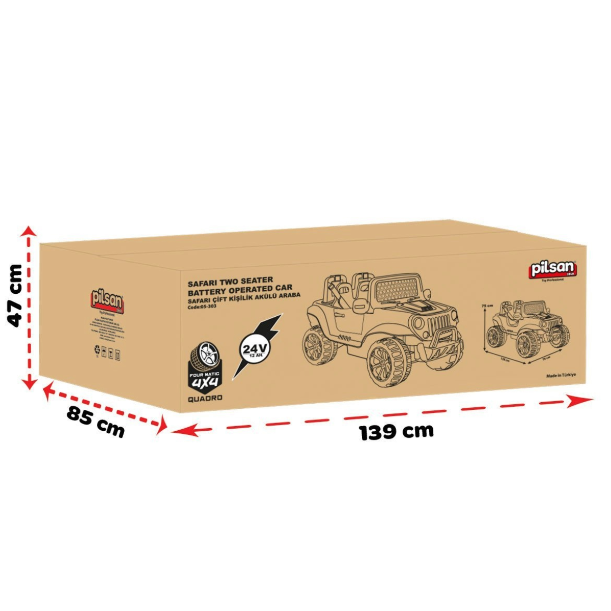 Breadcrumbut, Pilsan, Pilsan Safari Çift Kişilik 24 V Kumandalı Akülü Araba