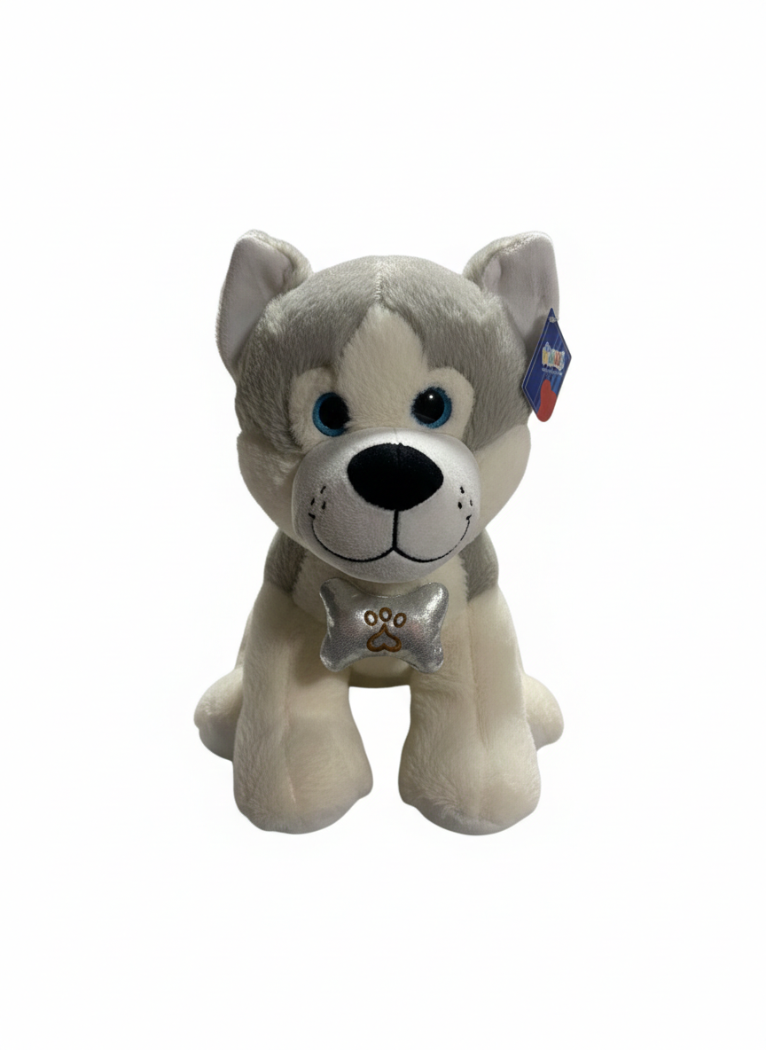 Breadcrumbut, Sunman, Sesli Peluş Köpek 35 cm Beyaz Gri