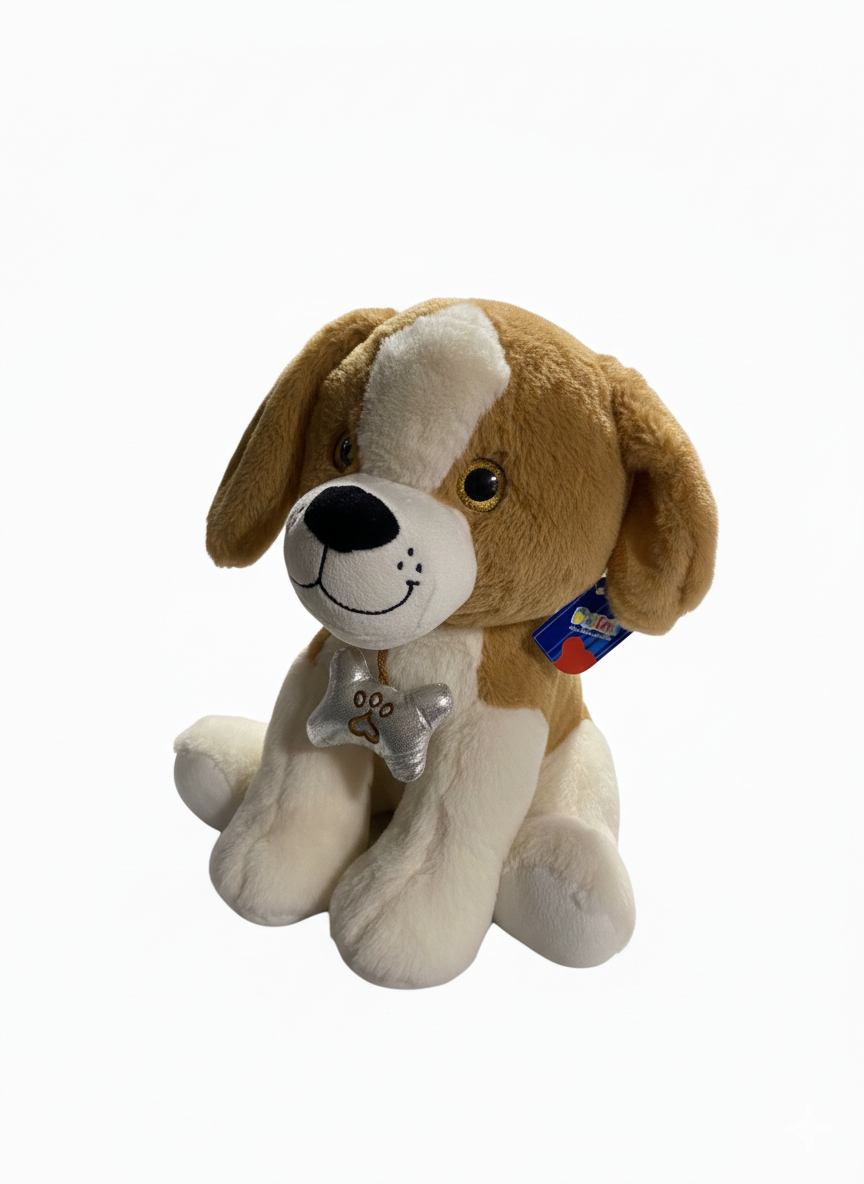 Breadcrumbut, Sunman, Sesli Peluş Köpek 35 cm Beyaz Kahve