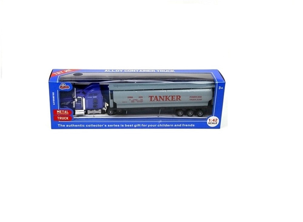 Çek-Bırak ve Sürmeli Arabalar, Merkez Oyuncak, 1:42 Ölçekli Kasalı Metal Model Tır 23715 Mavi Tır