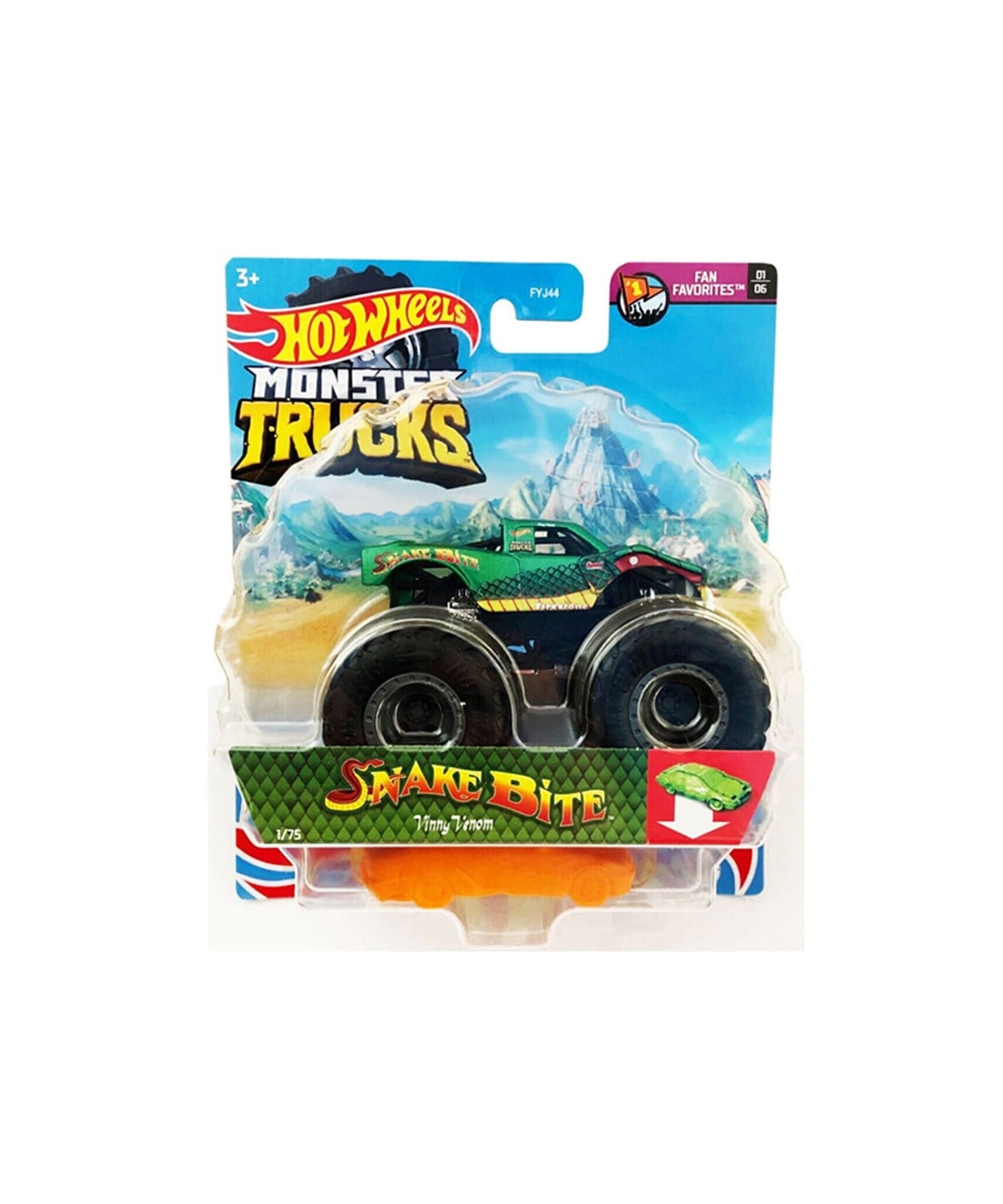 Çek-Bırak ve Sürmeli Arabalar, Hot Wheels, 1:64 Hot Wheels Monster Trucks Araba FYJ44 HHG86 Snake Bite
