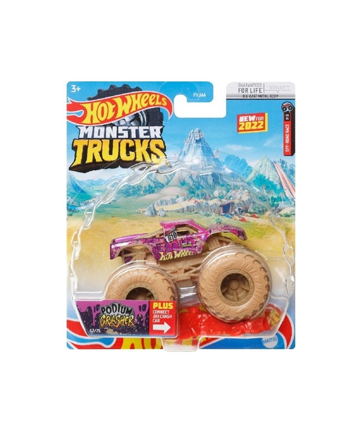 Çek-Bırak ve Sürmeli Arabalar, Hot Wheels, 1:64 Hot Wheels Monster Trucks Araba FYJ44 HCP86 Podium Grasher