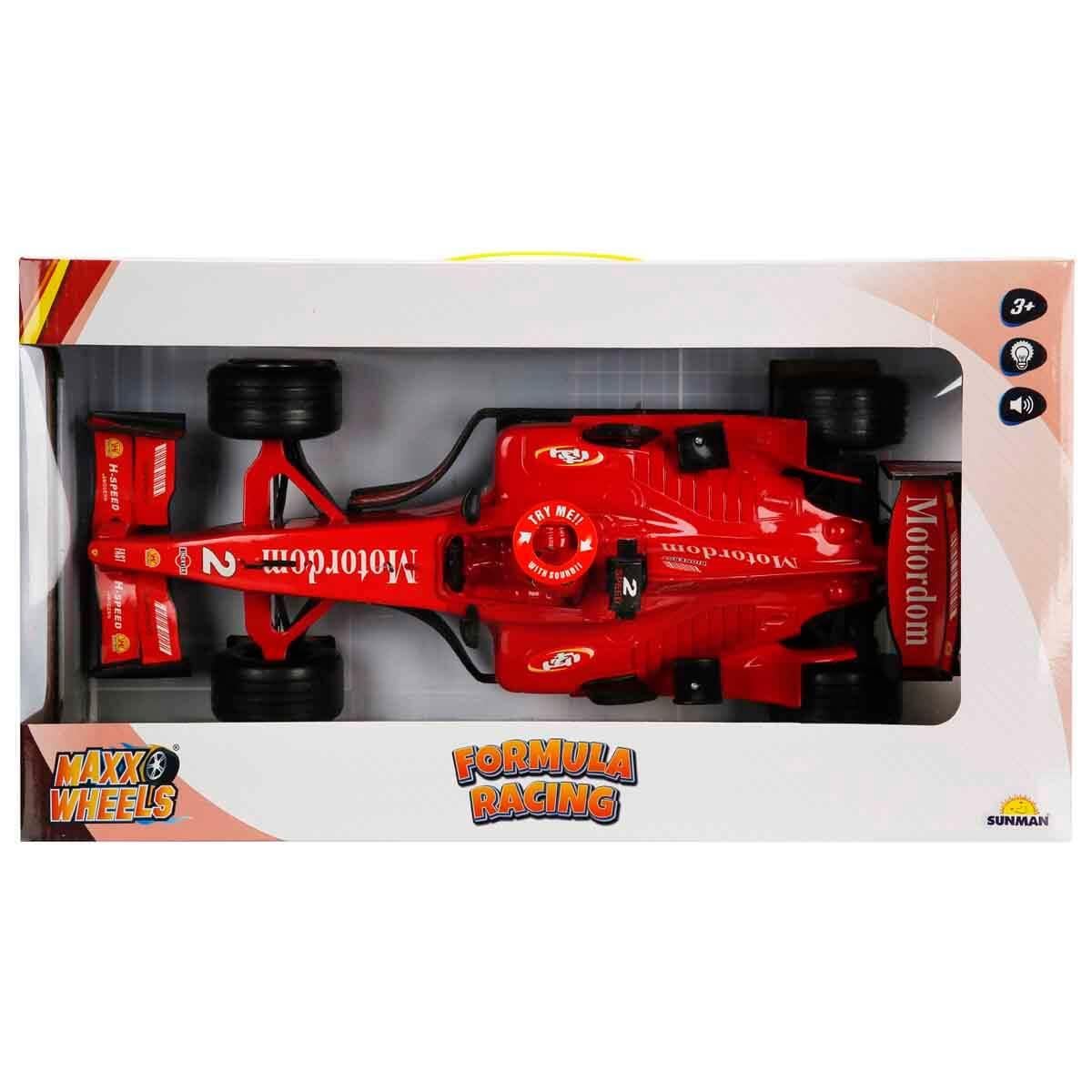 Çek-Bırak ve Sürmeli Arabalar, Sunman, 1:9 Sesli ve Işıklı Formula Friction Araba 42 cm 00910 Kırmızı