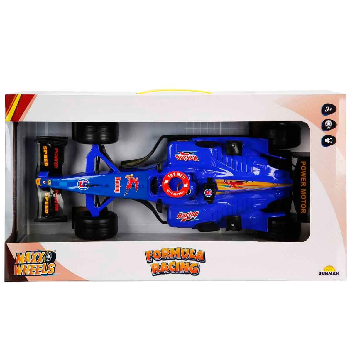 Çek-Bırak ve Sürmeli Arabalar, Sunman, 1:9 Sesli ve Işıklı Formula Friction Araba 42 cm 00910 Mavi