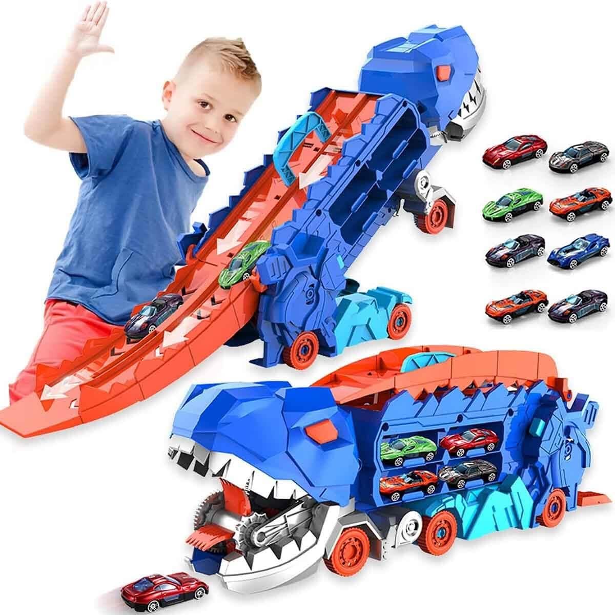 Çek-Bırak ve Sürmeli Arabalar, Sunman, 3in1 Maxx Wheels Dönüşebilen Dinozor Yarış Kamyonu Oyun Seti