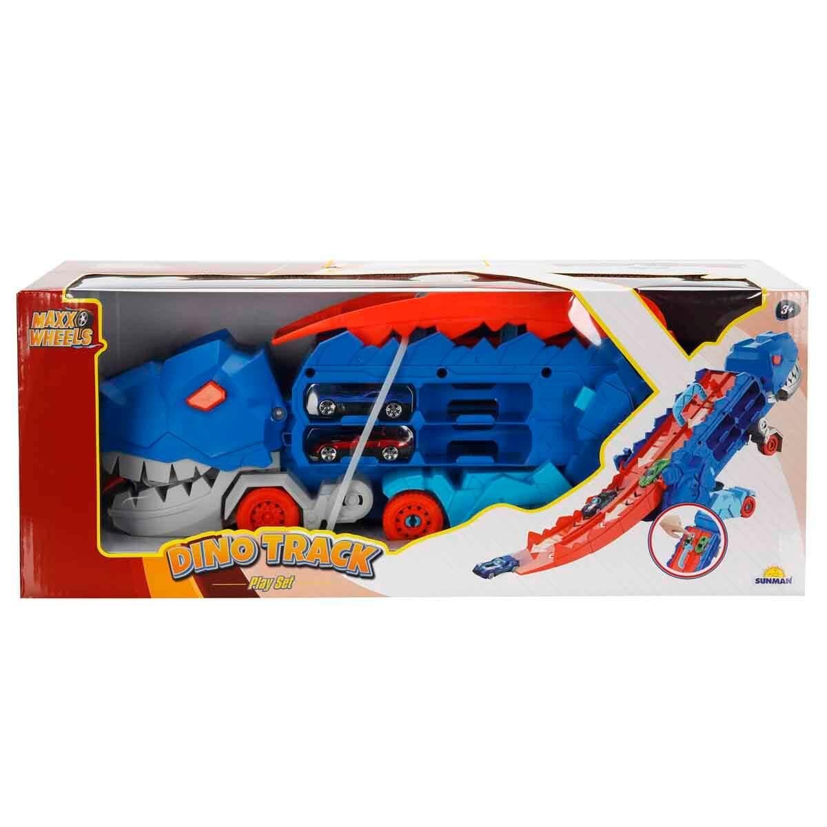 Çek-Bırak ve Sürmeli Arabalar, Sunman, 3in1 Maxx Wheels Dönüşebilen Dinozor Yarış Kamyonu Oyun Seti