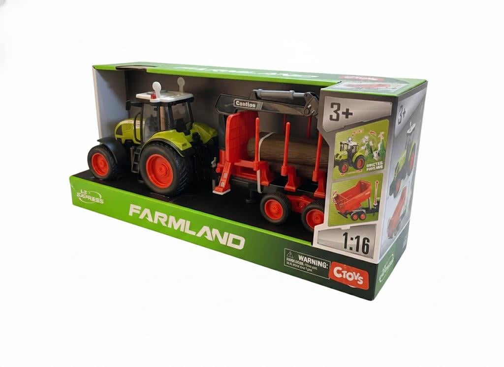 Çek-Bırak ve Sürmeli Arabalar, Ceren, CTOY 1:16 Sesli ve Işıklı Vinçli Römorklu Traktör