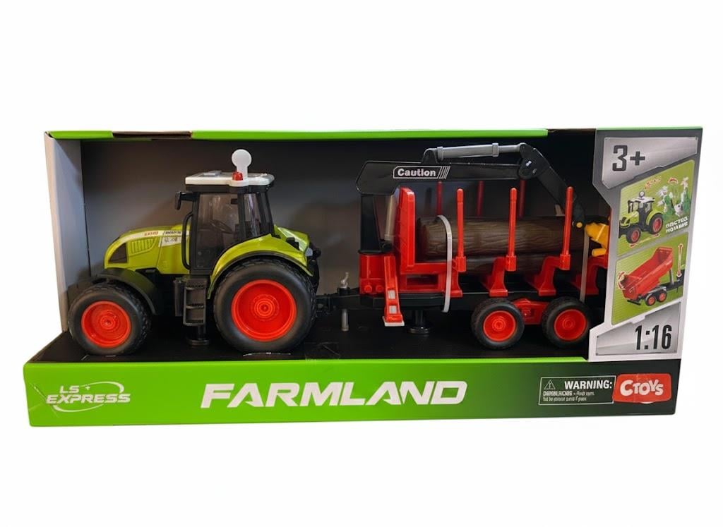 Çek-Bırak ve Sürmeli Arabalar, Ceren, CTOY 1:16 Sesli ve Işıklı Vinçli Römorklu Traktör